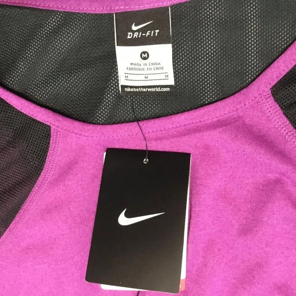 Nike Dri-Fit Purple  & Black Mesh Activewear Top Sz M - Picture 10 of 10